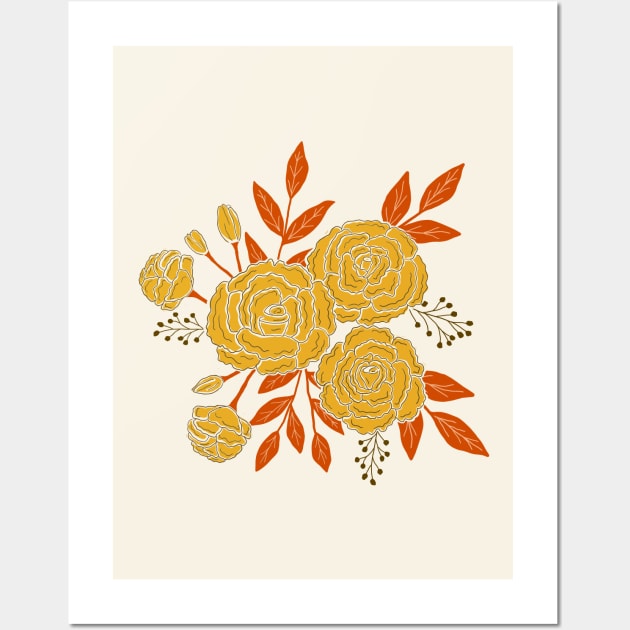 Delicate roses - Yellow on white background Wall Art by Natalisa